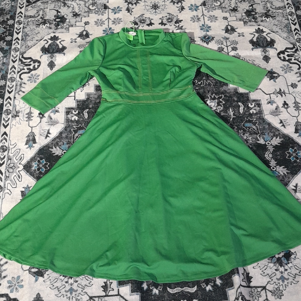 Green Fit-and-Flare Dress